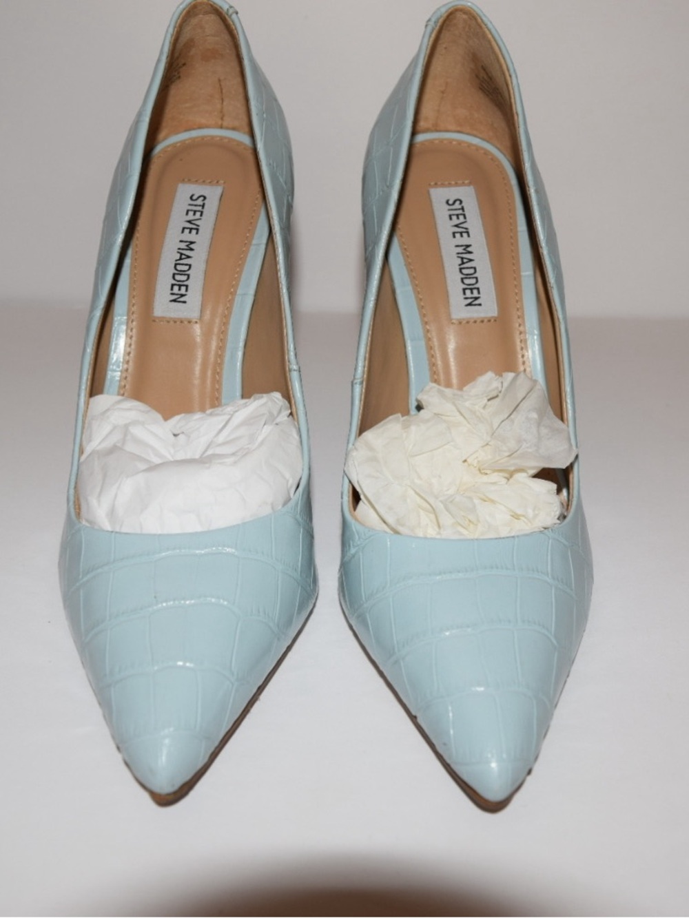 Steve Madden Pale Blue Croc-Embossed Pointed Pumps